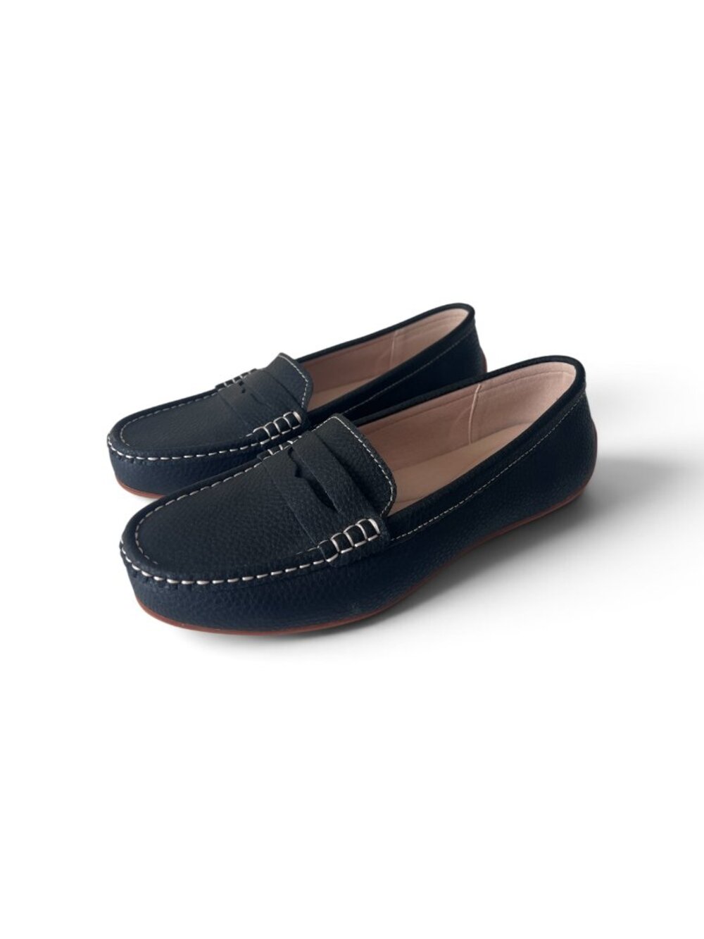 Kordal Black Pebbled Leather Penny Loafers - Size 9
